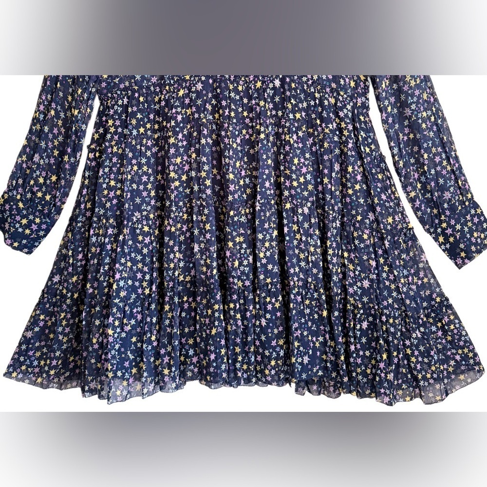 Zadig & Voltaire Lightweight Chiffon Rapidy Crinkle Print Etoiles Dress Sz L NWT - Picture 3 of 11